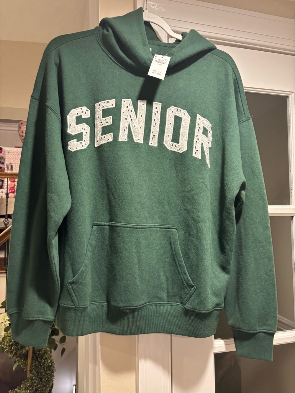 Hollister Green "Senior" Hooded Sweatshirt - Size Medium NWT